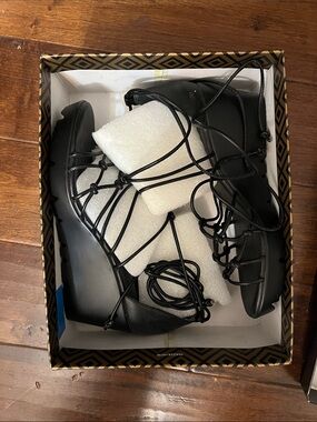 Charles By Charles David Black Lace-Up Gladiator Sandals